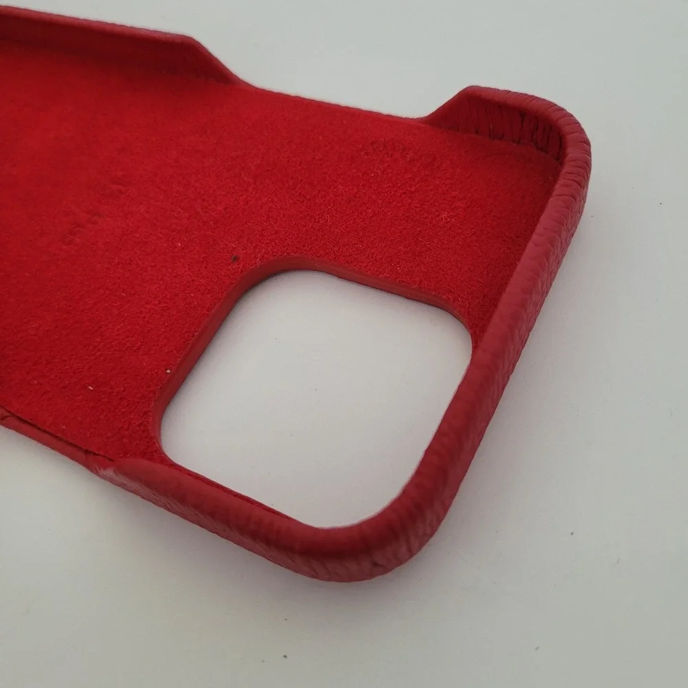Louis Vuitton iPhone 13 Pro Case Red Leather Monogram Card Slot Bumper Case